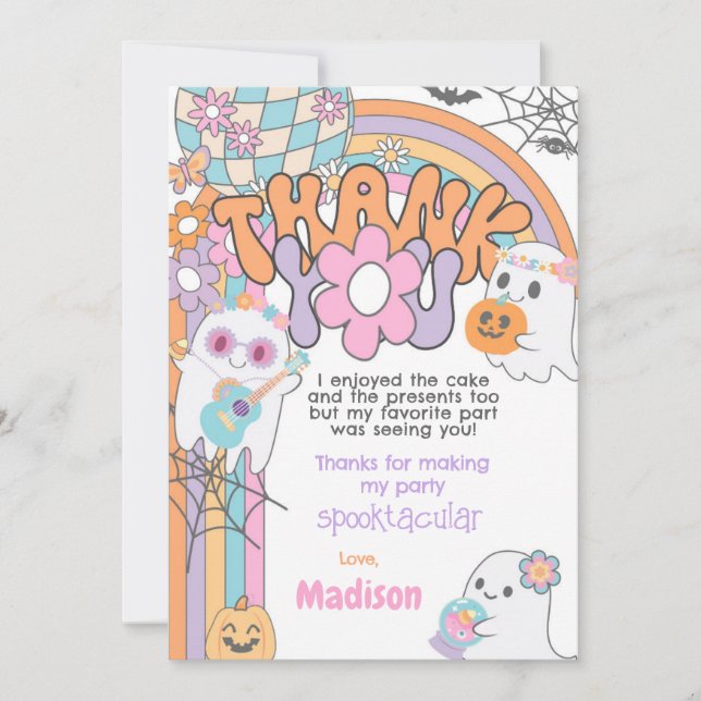 Convites Hippie Halloween Thank You Card (Frente)