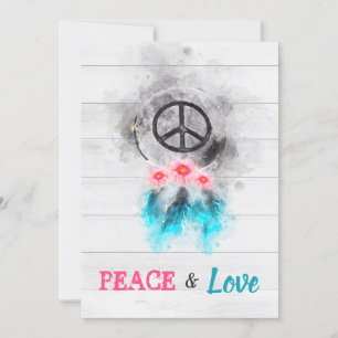 Convites *~ Hippie Peace & Love Rustic Baby Neutral Chá