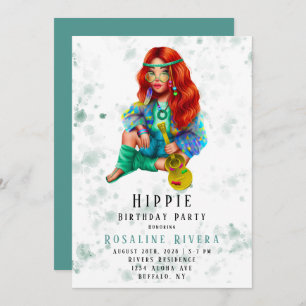 Convites Hippie Preten Girl Festa de aniversário