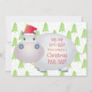 Convites Hippo Hippopotamus Kid's Christmas Foliday Party