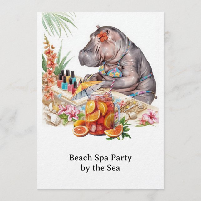 Convites  Hippo in Bikini Manicure Coastal Beauty beach spa (Frente)