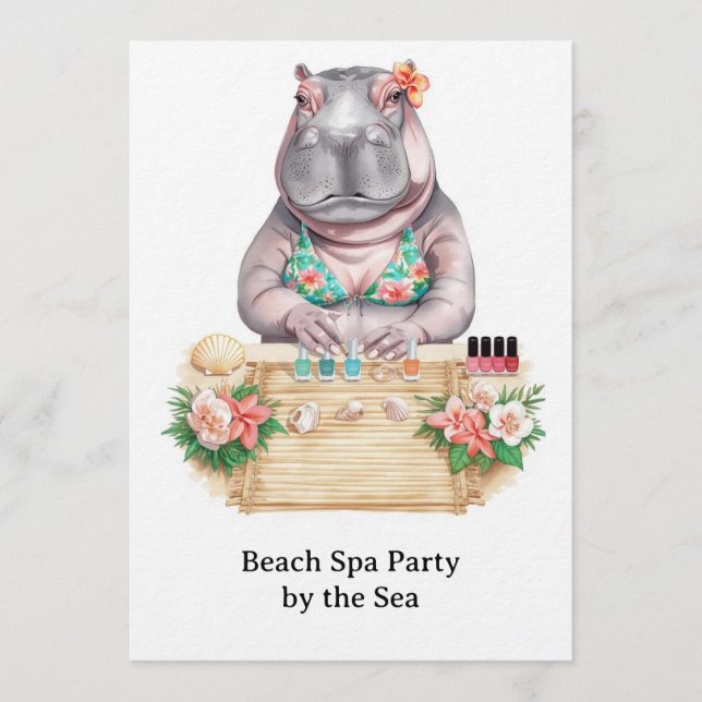Convites  Hippo in Bikini Manicure Coastal Beauty beach spa (Frente)