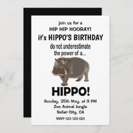 Convites Hippopotamus Funny Cute Hippo Birthday