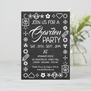 Convites Hippy Chic Decorted Chalkboard Garden Party