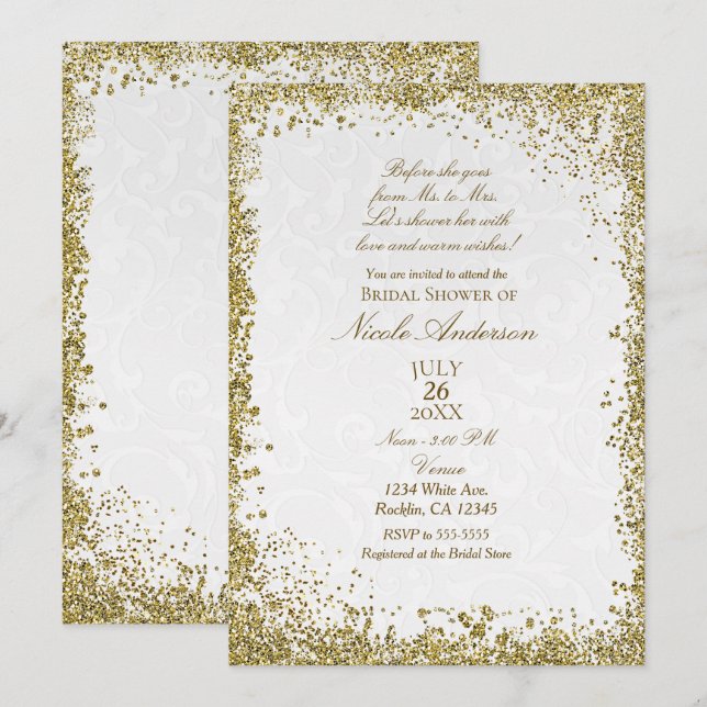 Convites História da Princesa em Damasco Branco Chuveiro de (Frente/Verso)