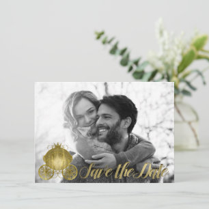 Convites História da Princesa Todo em Ouro Carruagem Salvar