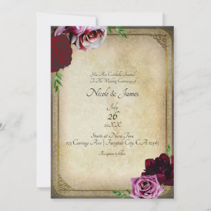 Convites História de Contos de Fadas Elegante Rosa Escuro C