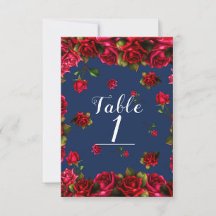 Convites História Elegante Rosas Vermelhas Número da Mesa A