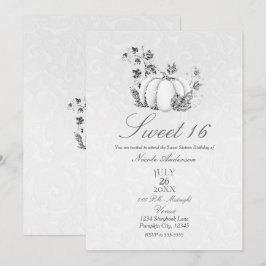 Convites História em Livro Prata Branco Abóbora Conto de Fa