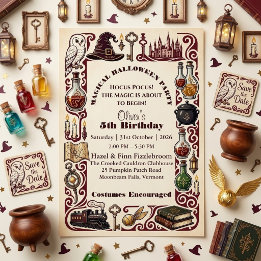 Convites História Mágica de Halloween Hocus Pocus Livro de