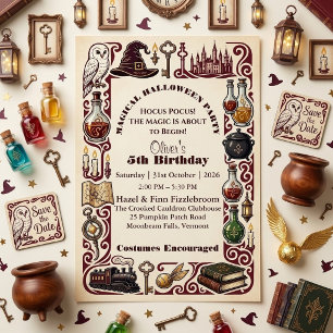 Convites História Mágica de Halloween Hocus Pocus Livro de