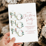 Convites Ho Ho Elegante Red Green Festa de Natal Dourada<br><div class="desc">Esta coleção apresenta gráficos elegantes de ouro e verde,  com um padrão de ouro botânico invernal.</div>