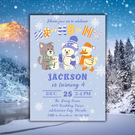 Convites Ho Ho Ho Animais de Inverno Fofo Aniversário de Na