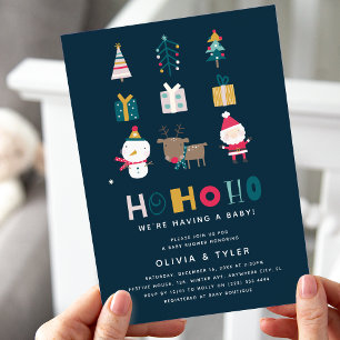 Convites HO HO HO Chás de Bebê de Natal para Casais