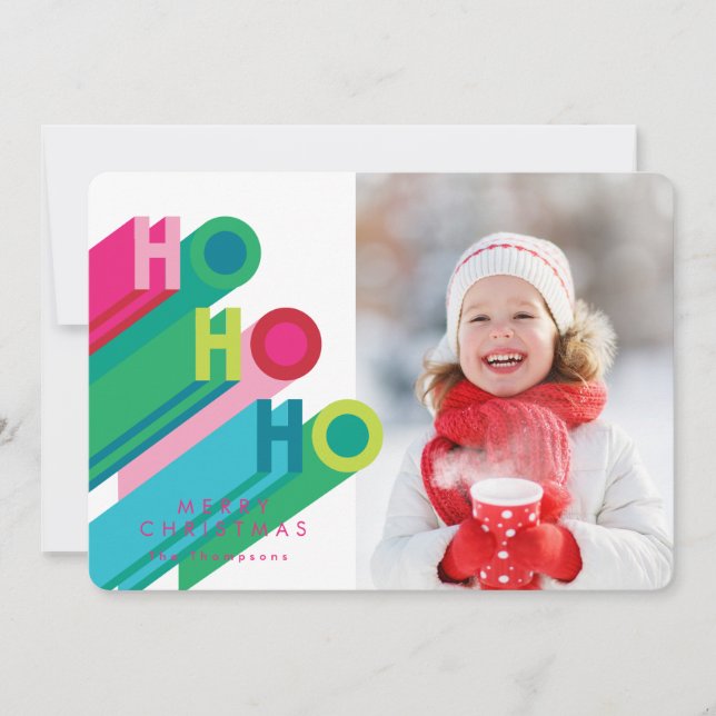 Convites Ho Ho Ho Colorful Christmas Photo Cards (Frente)