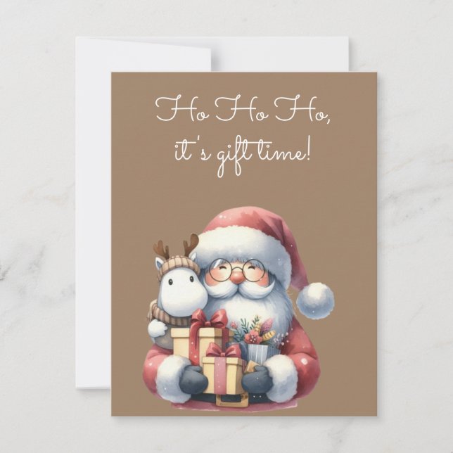 Convites 🎅🎁 Ho Ho Ho, É Hora dos Presentes! 🎁🎅 (Frente)