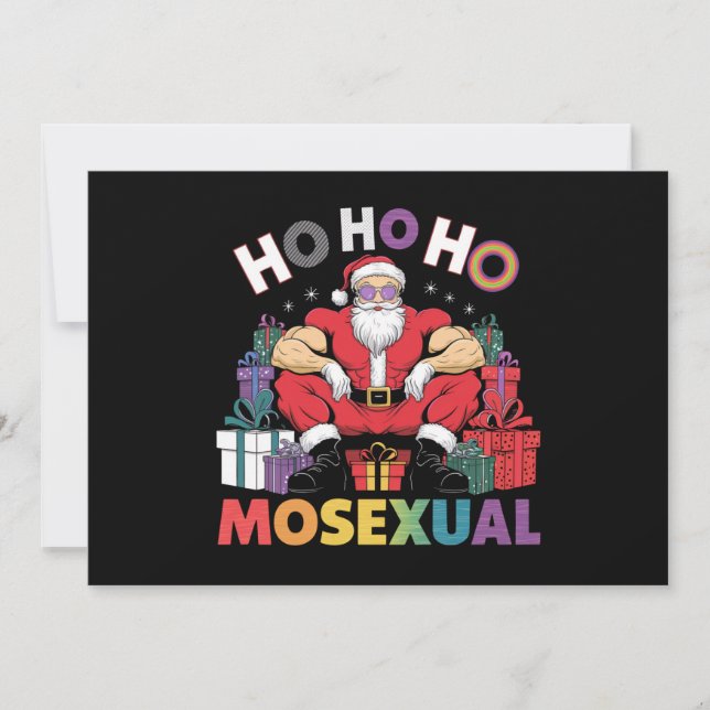 Convites Ho Ho Ho Mossexual Papai Noel Gay LGBT Orgulho Gay (Frente)