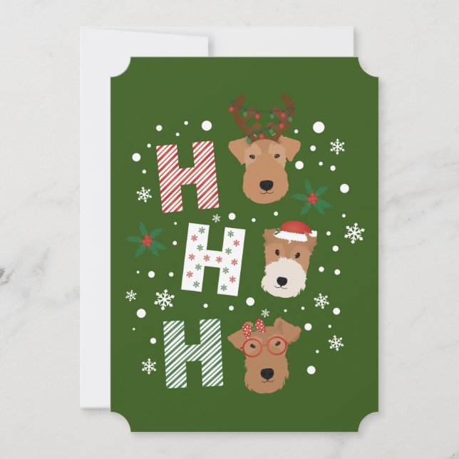 Convites Ho Ho Welsh Terrier Feliz Natal (Frente)