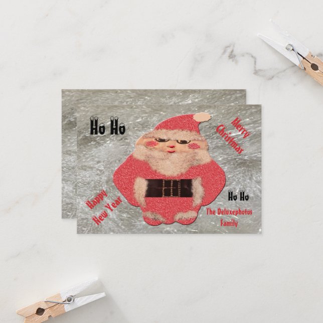 Convites Ho Papais noeis Ivory Glitter (Frente/Verso In Situ)