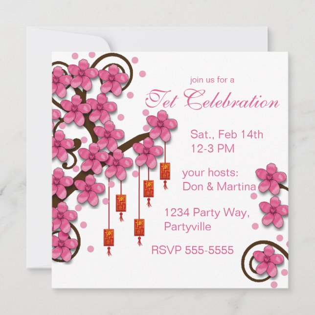 Convites Hoa Dao Feliz ano novo (Frente)