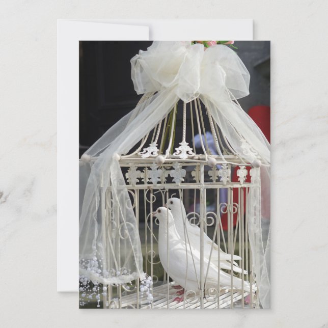 Convites Hochzeits Tauben warten auf das Brautpaar (Frente)