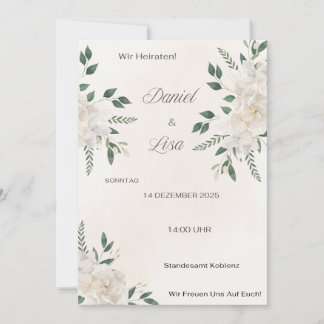 Convites Hochzeitseinladung Elegant Floral – Naturweiß