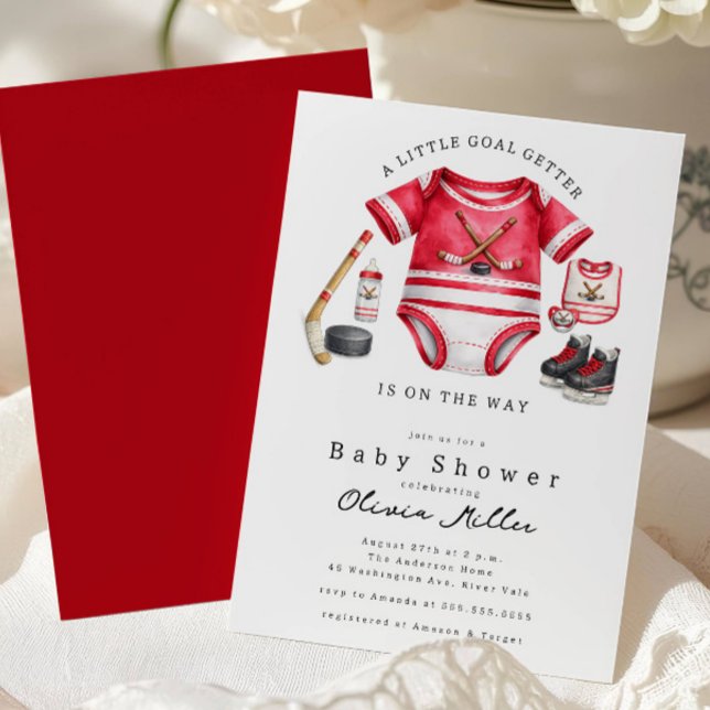 Convites Hockey Baby Shower Invitation (Criador carregado)