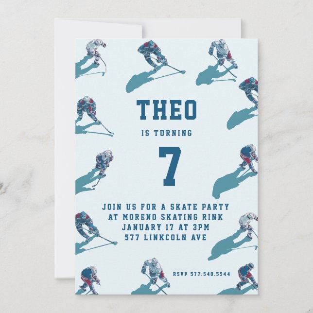 Convites Hockey Birthday Invitation (Frente)