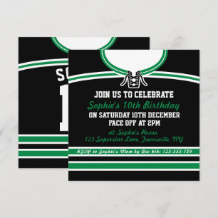 Convites Hockey Jersey Themed Party Inventa Modelo, Green