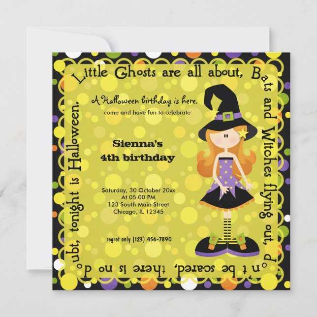 Convites Hocus Pocus Birthday (Frente)