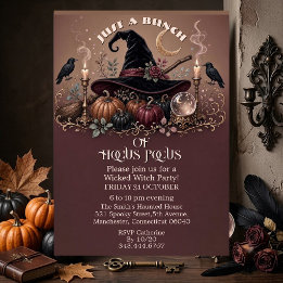 Convites Hocus Pocus Chapéu Caprichoso Feitiço da Bruxa Mal