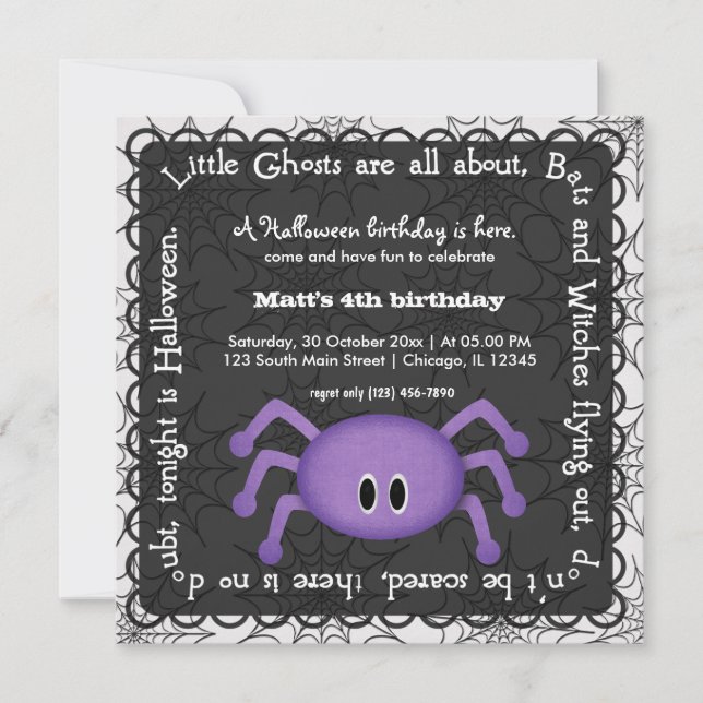 Convites Hocus Pocus Spider Birthday (Frente)