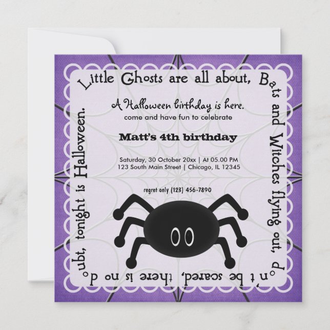 Convites Hocus Pocus Spider Birthday (Frente)