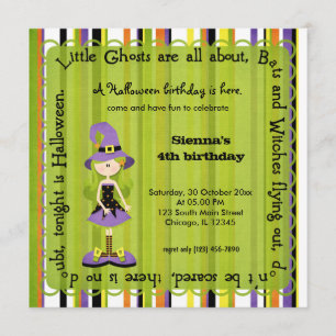 Convites Hocus Pocus Witch Birthday (Verde)