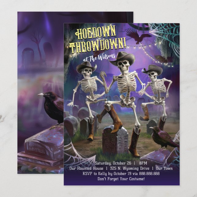 Convites Hoedown Throwdown, Festa de dança do Halloween (Frente/Verso)