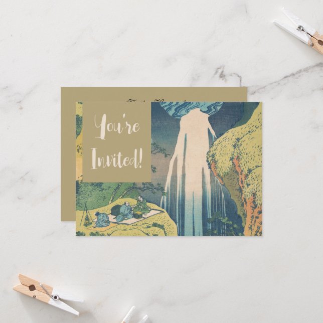 Convites Hokusai Amida cai na cachoeira do Japão (Frente/Verso In Situ)