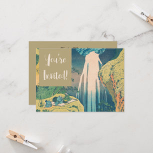 Convites Hokusai Amida cai na cachoeira do Japão