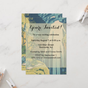 Convites Hokusai Amida cai na cachoeira do Japão