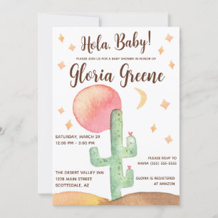 Convites Hola Baby! Chá de fraldas do Desert Cactus Boho