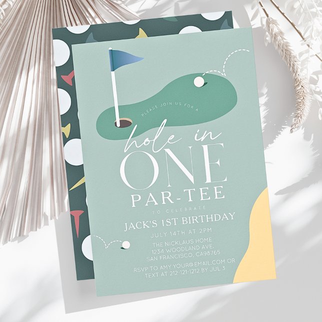 Convites Hole in One Golf Fairway Par-Tee Boy 1st Birthday (Criador carregado)