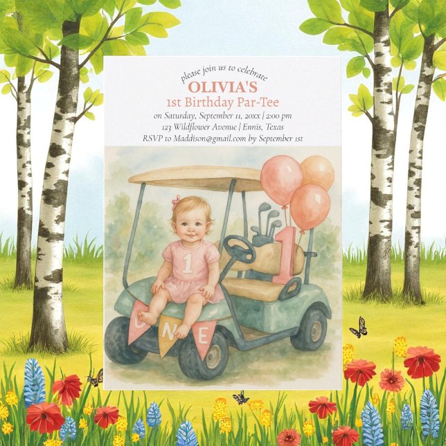 Convites Hole in One Golf Girl 1st Birthday Par-Tee (Criador carregado)
