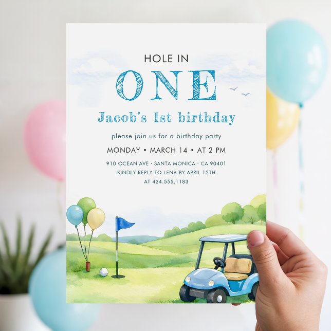 Convites Hole In One Golf Party 1st First Birthday (Criador carregado)
