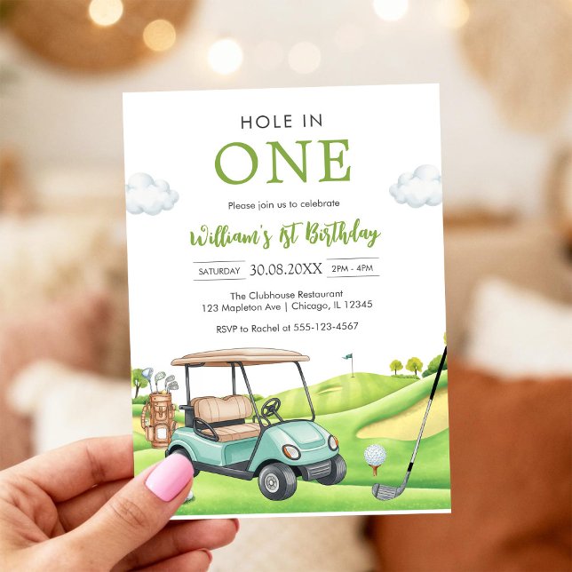Convites Hole In One Par-tee Golf Boy 1st Birthday Invitati (Criador carregado)