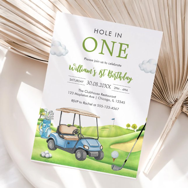 Convites Hole In One Par-tee Golf Boy 1st Birthday Invitati (Criador carregado)