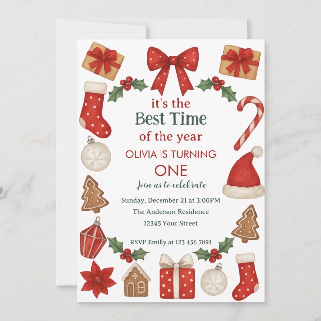 Convites Holiday Birthday Invitation | Winter Celebration (Frente)