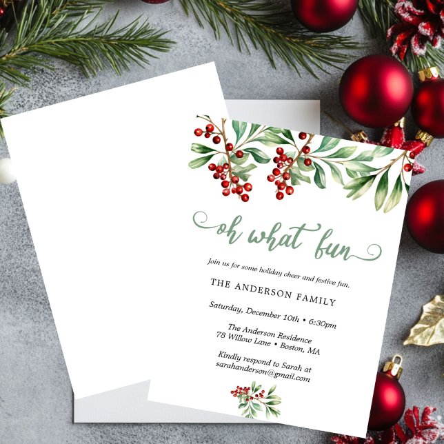 Convites Holiday Holly Christmas Party Invitation (Criador carregado)