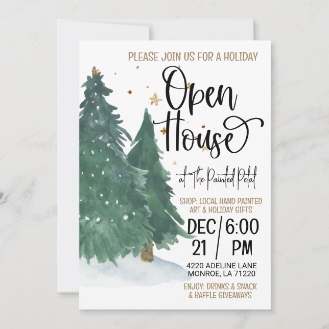 Convites Holiday Open House (Frente)