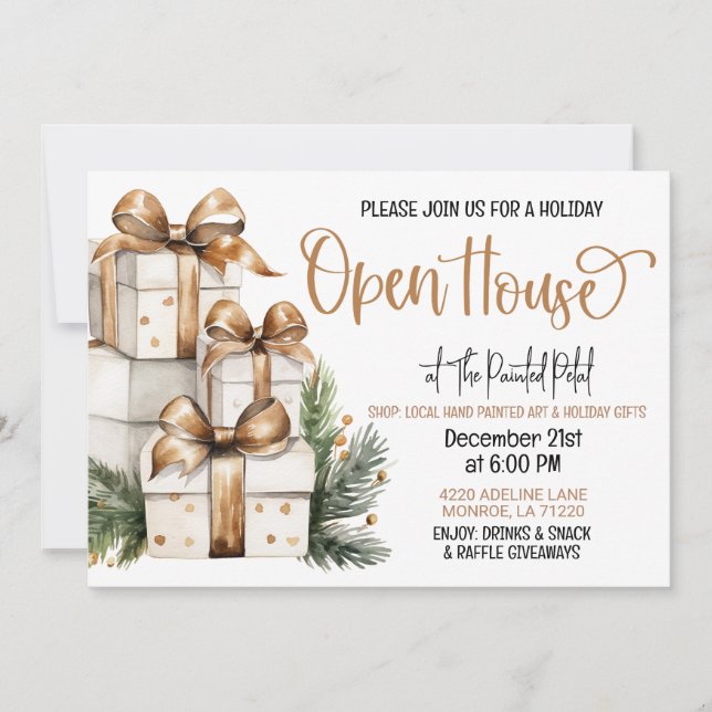 Convites Holiday Open House (Frente)