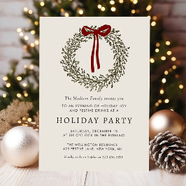 Convites Holiday Party Festive Christmas Wreath Invitation