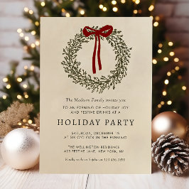 Convites Holiday Party Festive Christmas Wreath Invitation